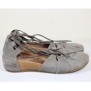 Haflinger Womens EU 39 US 8 Gray Eva Lace-Up Flats Suede